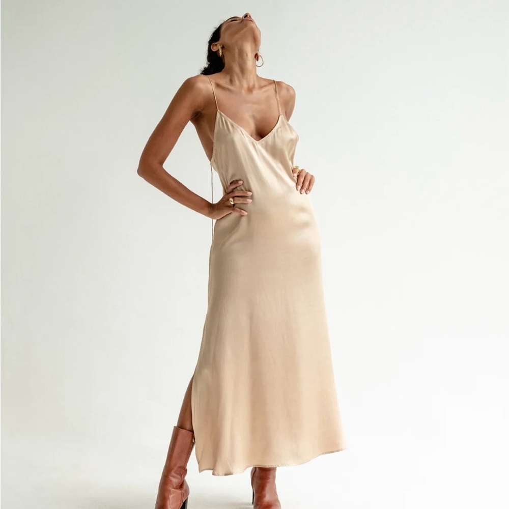 Bahhgoose Silk Slip Dress Nude M/L